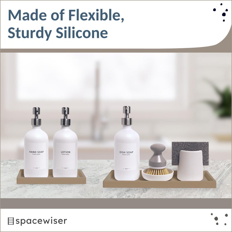 Spacewiser Countertop and Vanity Tray - 2 PC (11    and 7   ) Shatterproof Silicone Kitchen and Bathroom Trays for Counter, Kitchen Soap Dispenser Tray, Vanity Trays for Bathroom, Perfume Key Tray - Image 2